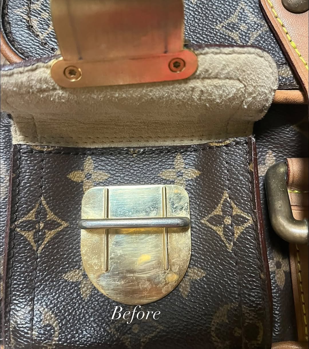 Louis Vuitton bag cleaning and hardware polishing